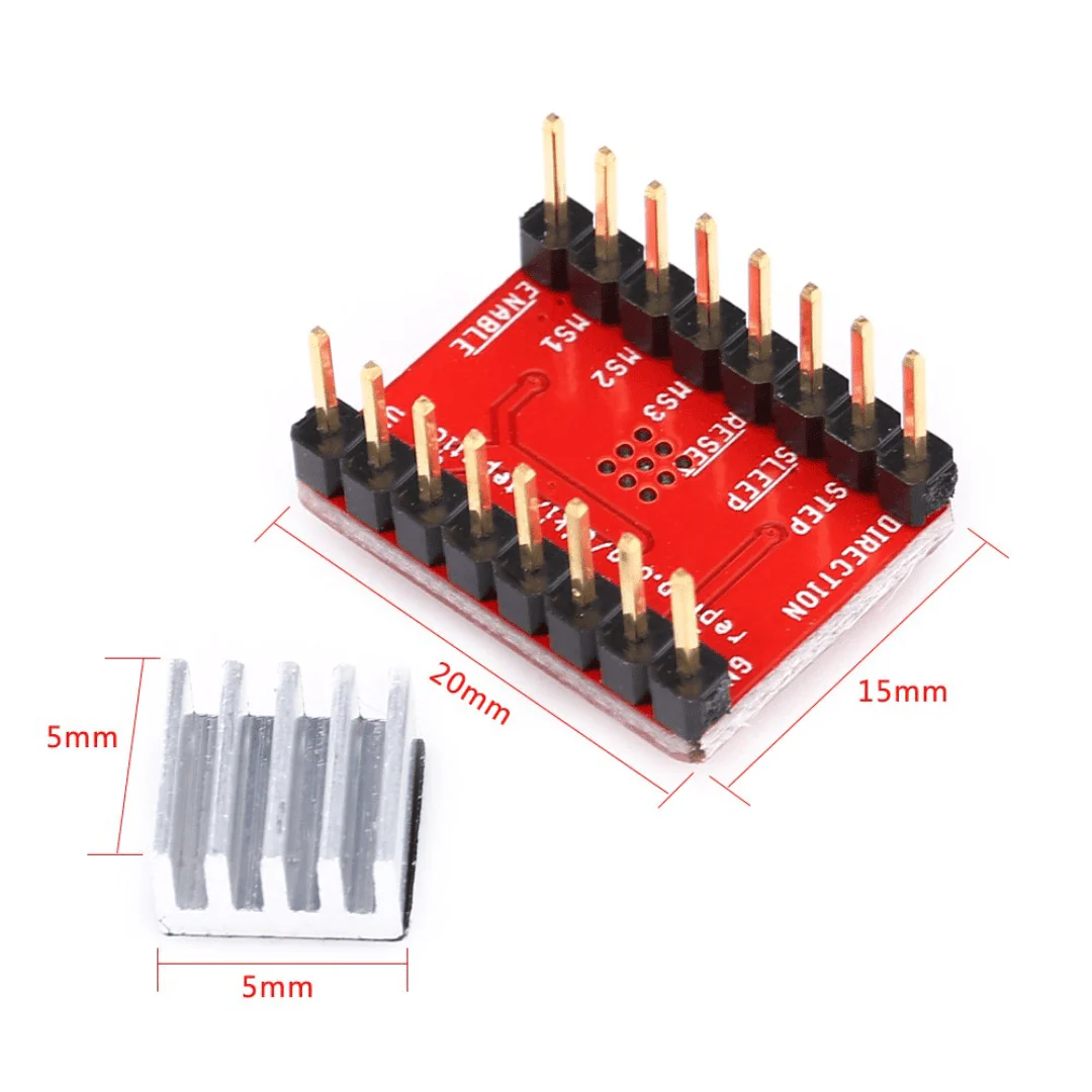 A4988 Stepper Motor Driver Module with Heat Sink For 3D Printer (Red) - Image 3