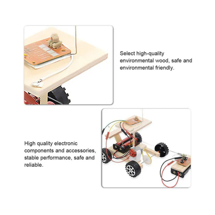 Wooden Wireless Remote Control DIY car Kit for Kids - Image 3