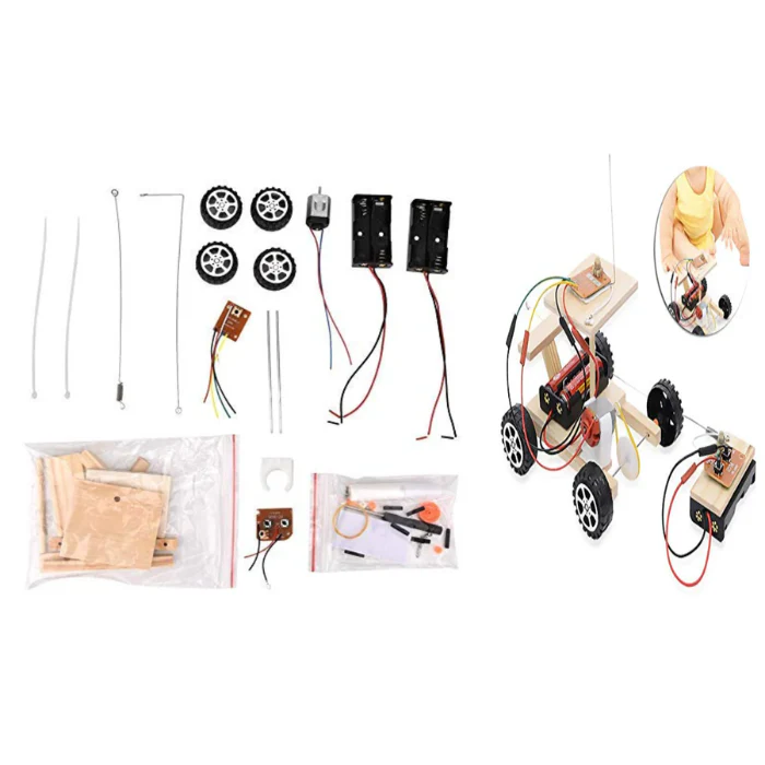 Wooden Wireless Remote Control DIY car Kit for Kids - Image 4